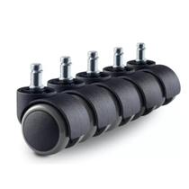 Kit 5 Rodízio Cadeira Escritório Preto Com Cinza 50mm Sem Trava