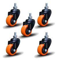 Kit 5 Rodízio Linha Black Parafuso 3/8" 50mm Sem Freio 250kg Laranja - Colson