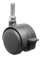 Kit 5 Rodizio Rosca 3/8 C/ Freio Roda Dupla Nylon Preta 40kg