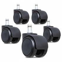 Kit 5 Rodízios Rodinhas Para Cadeira de Escritório Com Película de Silicone Pino 11mm Kit 5 Rodízios Rodinhas Para Cadeira de Escritório Com Película de Silicone Pino 11mm