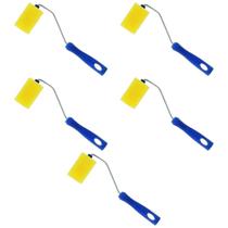 Kit 5 Rolo Espuma Tigre 5cm com Suporte Pintura Simples