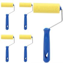 Kit 5 rolo para pintura espuma de poliester 9cm com suporte tigre Kit 5 rolo para pintura espuma de poliester 9cm com suporte tigre