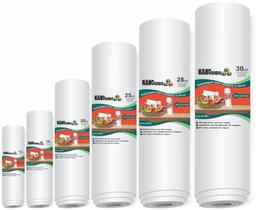 Kit 5 Rolos 12/15/20/25/28x500cm Nanocubos Transparentes, Embalagens, Sacos com Ranhura para Seladoras a Vácuo