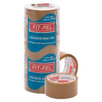 Kit 5 Rolos Fitas Adesivas Marrom Pacote 45mm x 45m Fitpel Acrílico Embalagem