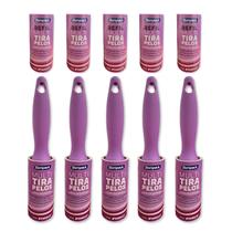 Kit 5 Rolos Multi Tira Pelos 30 Adesivos De Roupas Reutilizável Com Refis Extras