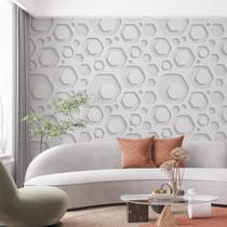 Kit 5 Rolos Papel De Parede Adesivo Abstrato 3D Branco 3,0M Kit 5 Rolos Papel De Parede Adesivo Abstrato 3D Branco 3,0M