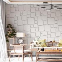 Kit 5 Rolos Papel De Parede Adesivo Abstrato 3D Branco 3,0M Kit 5 Rolos Papel De Parede Adesivo Abstrato 3D Branco 3,0M