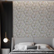 Kit 5 Rolos Papel De Parede Adesivo Geométrico Dourado 3,0M Kit 5 Rolos Papel De Parede Adesivo Geométrico Dourado 3,0M