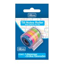 Kit 5 Rolos Tili Notes Roller (Nota Adesiva em Rolo) 10mm x 5m 5 Cores - Tilibra