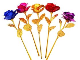 Kit 5 Rosas Encantadas Golden Rose Flores Amor Lindo