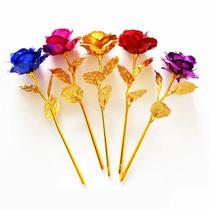Kit 5 Rosas Encantadas Golden Rose Presente Dia Das Mães - Amor Lindo