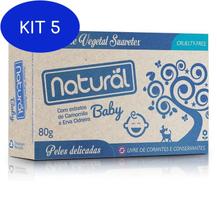 Kit 5 Sabonete Natural Baby Camomila Erva Cidreira 80G - Suavetex