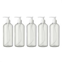 Kit 5 Saboneteira Pump Refil Frasco 1000ml Creme Shampoo Sabão Liquido Sabonete