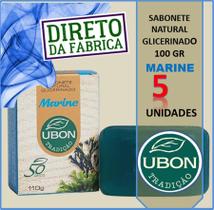 kit 5 Sabonetes Glicerinado Em Barra Ubon Marine Natural Pele Macia