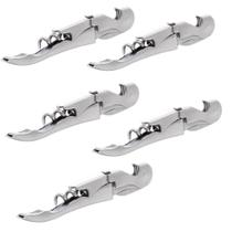 Kit 5 Saca Rolhas Inox 11cm para Vinho 2 Estágios Abridor de Garrafa Profissional Lyor Manual