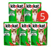 Kit 5 Sachê Kitekat Cordeiro ao Molho para Gatos Adultos 70g