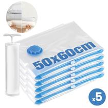 Kit 5 Saco a Vácuo Hermético para Roupas Toalhas Edredom com Bomba