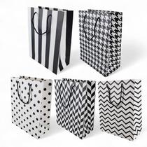 Kit 5 Sacola de Presente Grande 37cm Black And White Festa Kit 5 Sacola de Presente Grande 37cm Black And White Festa