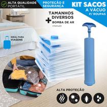 Kit 5 Sacos a Vácuo Para Roupas Com Bomba Manual Organização de Mala, Viagem e GuardaRoupa