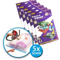 Kit 5 Sacos À Vácuo Viagem Cobertor Roupa Guardar 50x60cm impermeável Reutilizável Organizador