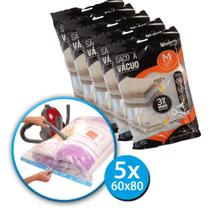 Kit 5 Sacos À Vácuo Viagem Cobertor Roupa Guardar 60x80cm impermeável Reutilizável Organizador