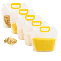 Kit 5 Sacos Armazenamento Alimentos Graos Cereais Liquidos 1,5L Armazenar Agua Bebida Organizador