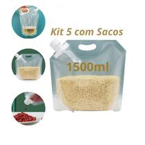 Kit 5 Sacos Armazenar Cereais Grãos Farináceos Líquido 1,5l