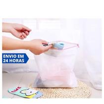 Kit 5 Sacos De Lavar Protetor Lingerie Roupa Íntima Tecido Delicado Tela Papa Bolinha Organizador 30x40cm