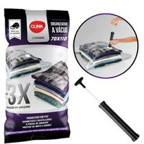 Kit 5 Sacos Organizador a Vácuo Grande Para Guardar Edredom Jogo de Lençol 70x110cm + Bomba - Clink