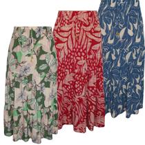 Kit 5 Saia Longa Feminina Senhoras Plus Evangélica Camada Babado Leve