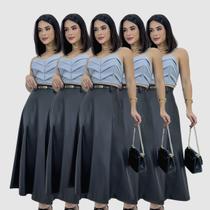 Kit 5 Saias Femininas Evangelica Longa material sintético Rodada