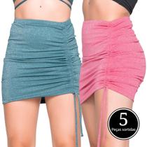 Kit 5 Saias Lurex Vekyo Brilho Com Regulagem Lateral Moda Casual
