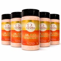 Kit 5 Sal Rosa do Himalaya Fino QVITA Pote 500g