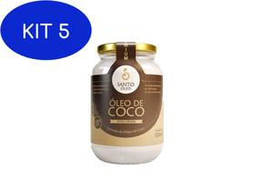 Kit 5 Santo Óleo De Coco Extra Virgem Da Polpa 500Ml