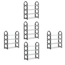 Kit 5 Sapateira Multiuso 4 Andar Black Quarto Sapato Calçado Estante Organizador Movel Apartamento