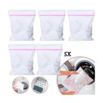Kit 5 Saquinhos para Lavar Roupa Facil 30x40 Máquina de Lavar Delicadas Íntimas Organizador de roupas Kit 5 Saquinhos para Lavar Roupa Facil 30x40 Máquina de Lavar Delicadas Íntimas Organizador de roupas