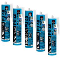 Kit 5 Selantes PU40 Unipega 360g Branco Vedação Multiuso