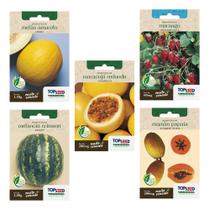 Kit 5 Sementes Frutas Maracujá Mamão Melancia Morango Melão Kit 5 Sementes Frutas Maracujá Mamão Melancia Morango Melão