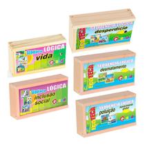 Kit 5 Sequência Lógica Educativo Brinquedo Pedagógico Cognitivo MDF - Carlu - 5 anos