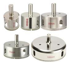 Kit 5 Serra Copo Diamantada 35/45/60/70/100 Mm Vidro Marmore