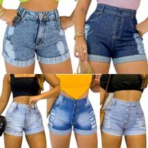 Kit 5 Short Bermuda Jeans Feminino Levanta Bumbum Jeans Luxo