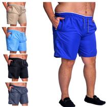 Kit 5 Short Plus Size Masculino Praia Treino Passeio Tactel Grosso Três Bolsos Costuras Reforçadas