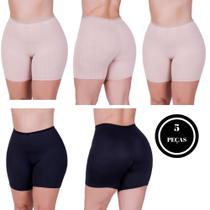 Kit 5 Short Segunda Pele Modelador Microfibra - c1 KIT 5 ANÁGUA PRETO E BEGE