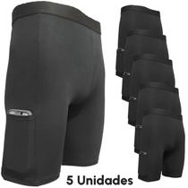 Kit 5 Short Térmico Ciclista Com Bolso Segunda Pele Proteção UV Meia Coxa