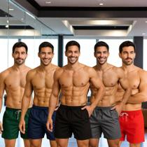 KIT 5 Shorts Bermudas Academia Treino Corrida Masculina TACTEL GROSSO ELITE 722