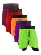 KIT 5 Shorts Bermudas masculino tactel com elastano moda praia futebal sacagem rapido conforto