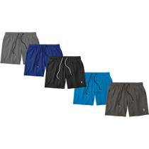 Kit 5 Shorts Bermudas Resina Liso Lisa Masculino Tactel Básico