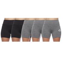 Kit 5 shorts feminino curto meia coxa cos alto basica lisa uniforme praia academia adulto