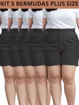Kit 5 Shorts Feminino Plus Size em Alfaiataria Cintura Alta e Modelagem Confortável Kit 5 Shorts Feminino Plus Size em Alfaiataria Cintura Alta e Modelagem Confortável