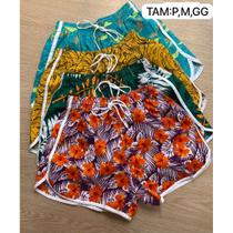 Kit 5 shorts Feminino Tactel Moda Verão Saída de praia Shortinho Canga Bermuda de Academia